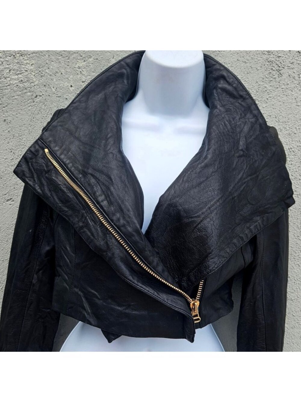 Vintage Pegah Anvarian Black Lambskin Leather Cropped Bolero Moto Jacket XS Rare - Picture 6 of 16